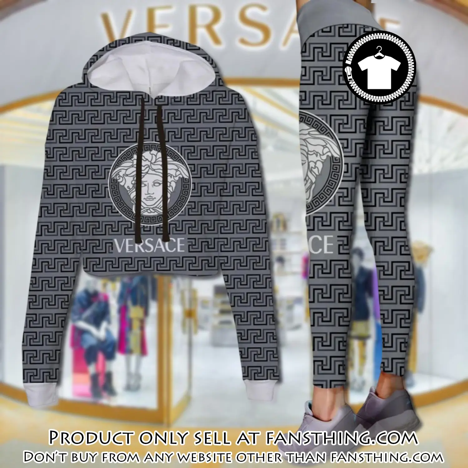 Versace luxury brand clothes leggings and crop top set for women fst5540414